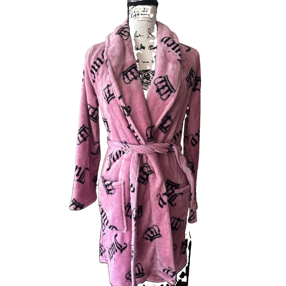 Juicy Couture Pink Plush Logo and Crown Robe Women's Size S / M